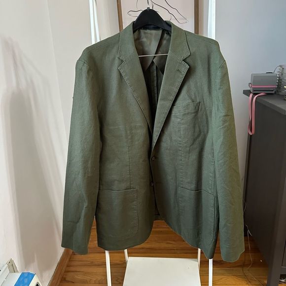 J Crew nwt Green Classic-fit suit jacket in stretch hemp-organic cotton blend XL - Picture 2 of 8
